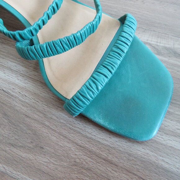 REFORMATION Assunta Strappy Block Heel Mule Slip On Sandals Shoes in Green Sz 8 - Picture 11 of 13